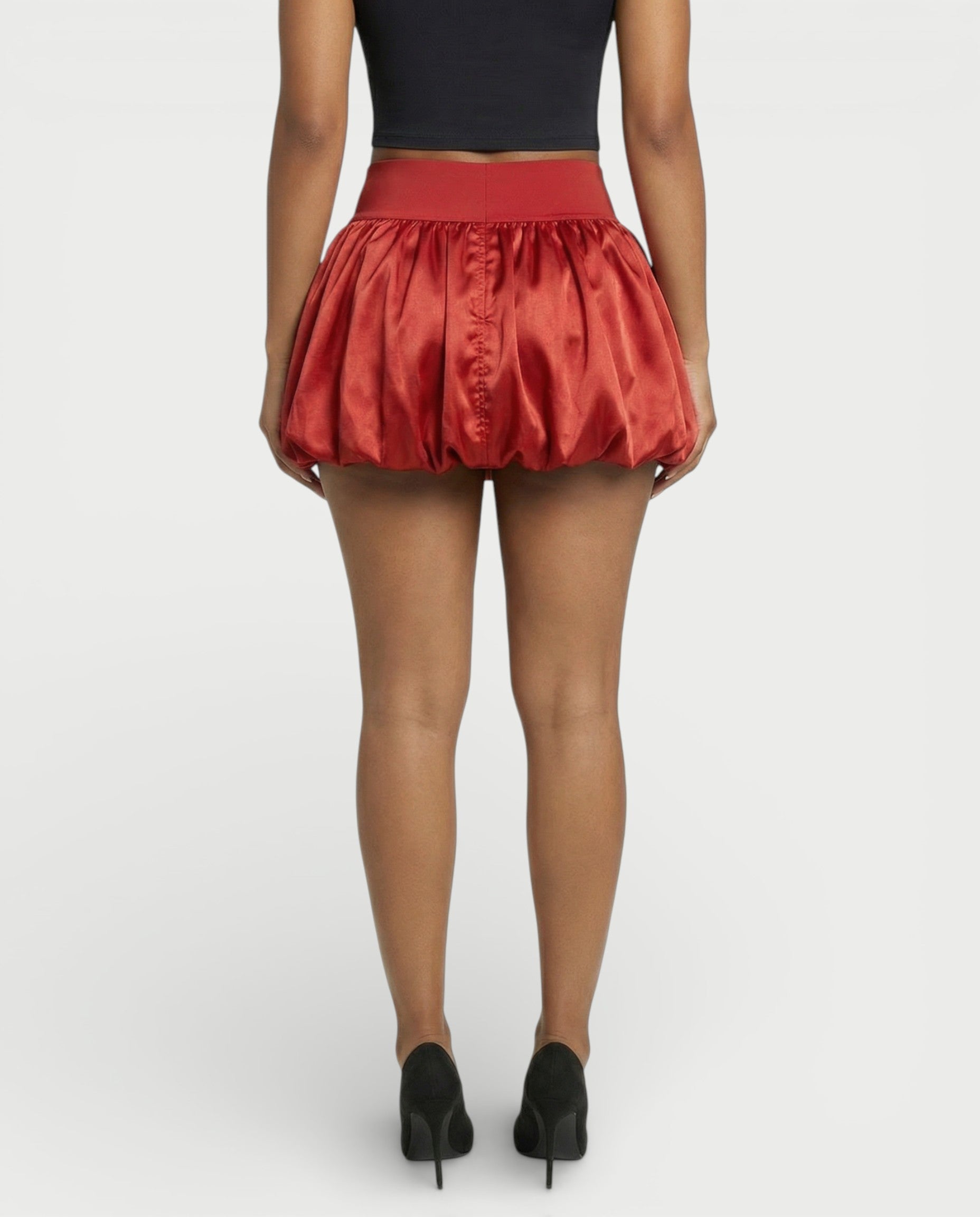 ZARELA High-Waist Bubble Hem Mini Skirt