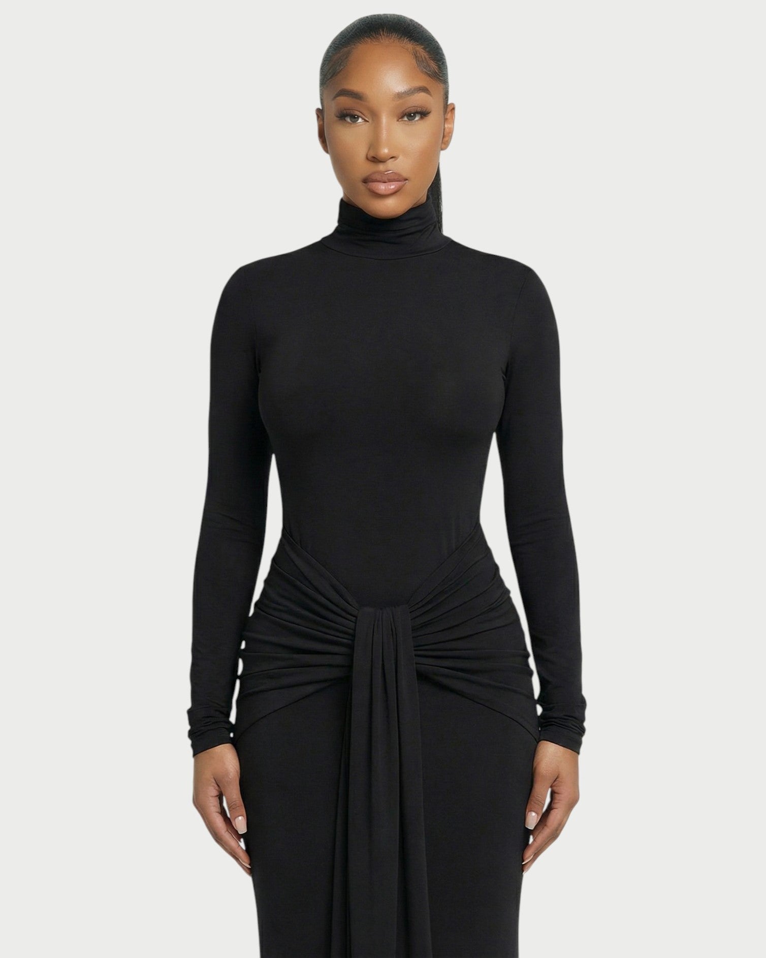 SERAYA Turtleneck Long-Sleeve Maxi Dress