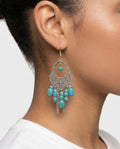Turquoise Beaded Filigree Chandelier Earrings