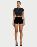 AZAIRA High-Waist Velvet Bodycon Shorts
