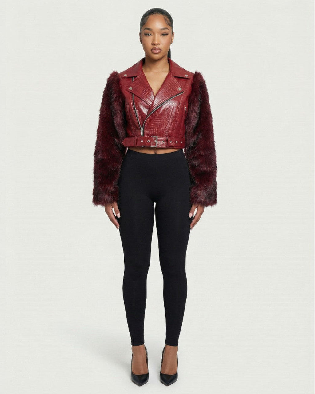 BEXLEY Croc Textured Faux Leather Jacket