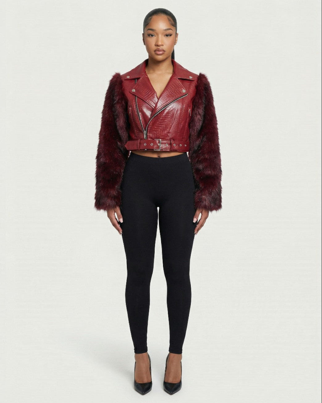 BEXLEY Croc Textured Faux Leather Jacket