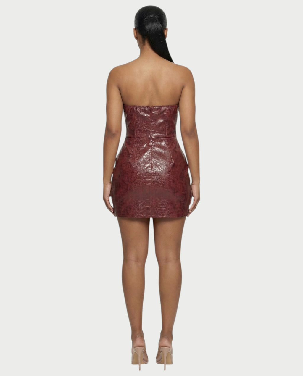 AVERA Croc-Embossed Corset Mini Dress