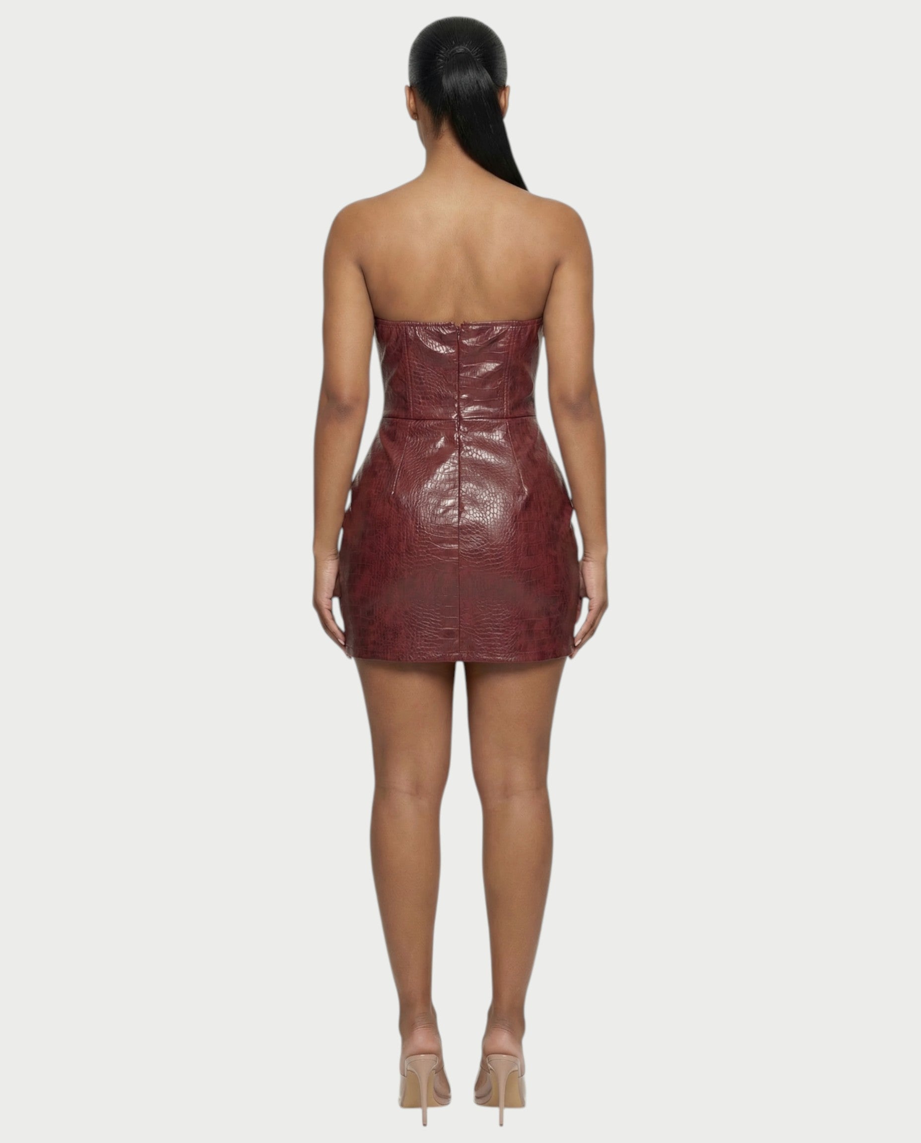 AVERA Croc-Embossed Corset Mini Dress