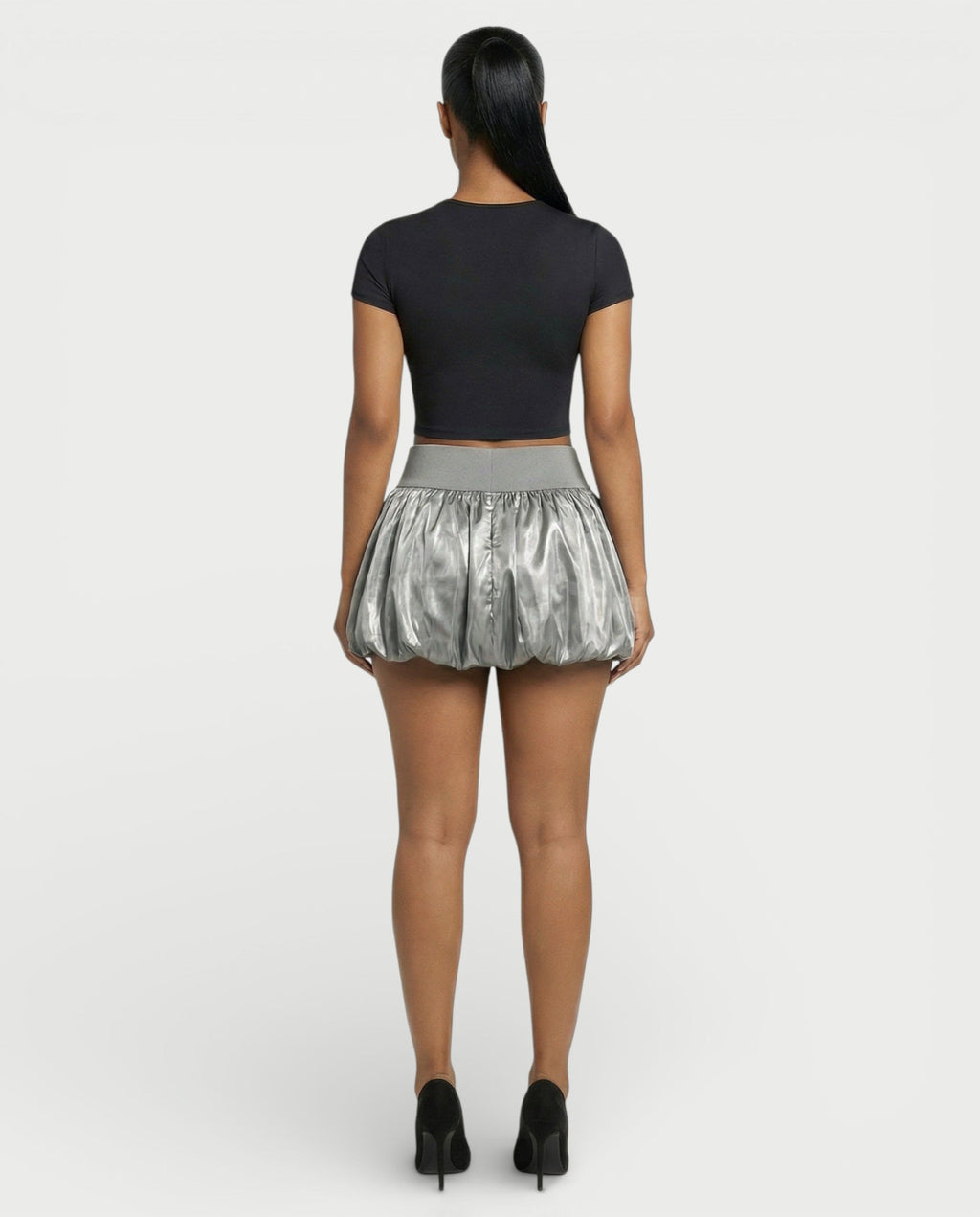 ZARELA High-Waist Bubble Hem Mini Skirt