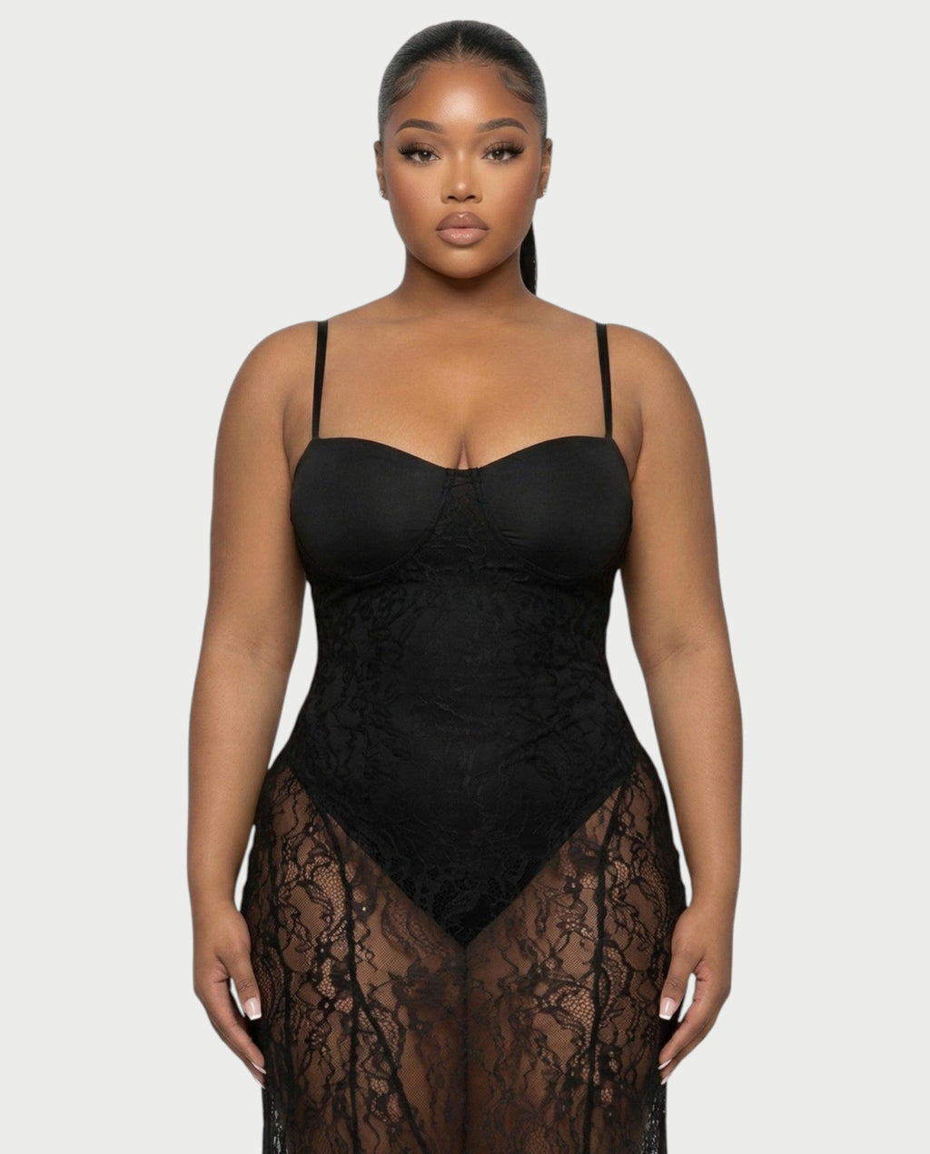 ZENRA Sheer Lace Maxi Dress