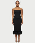 SOYANA Corset Strapless Feather Midi Dress