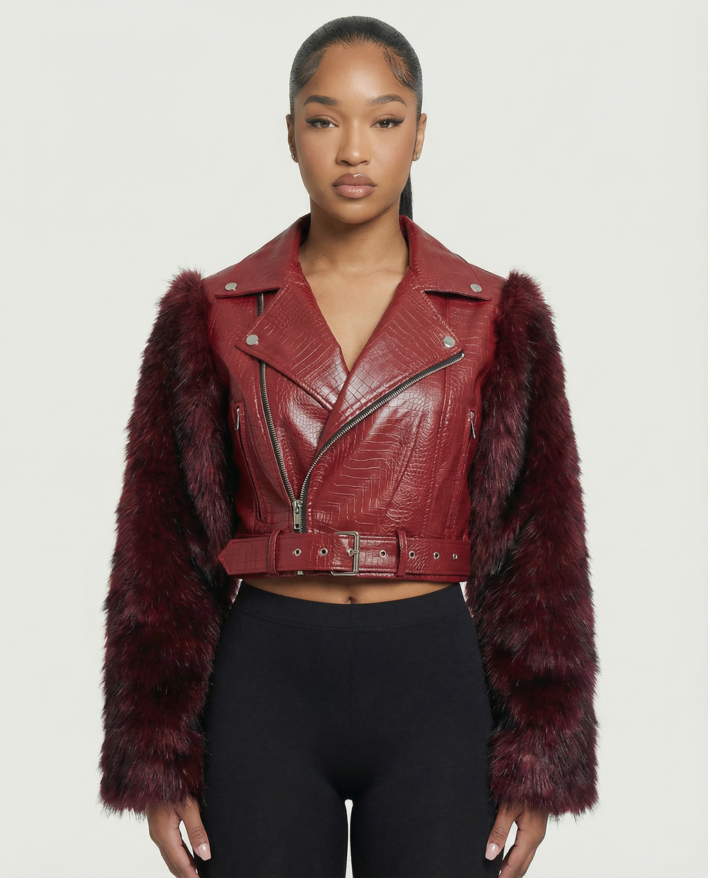 BEXLEY Croc Textured Faux Leather Jacket