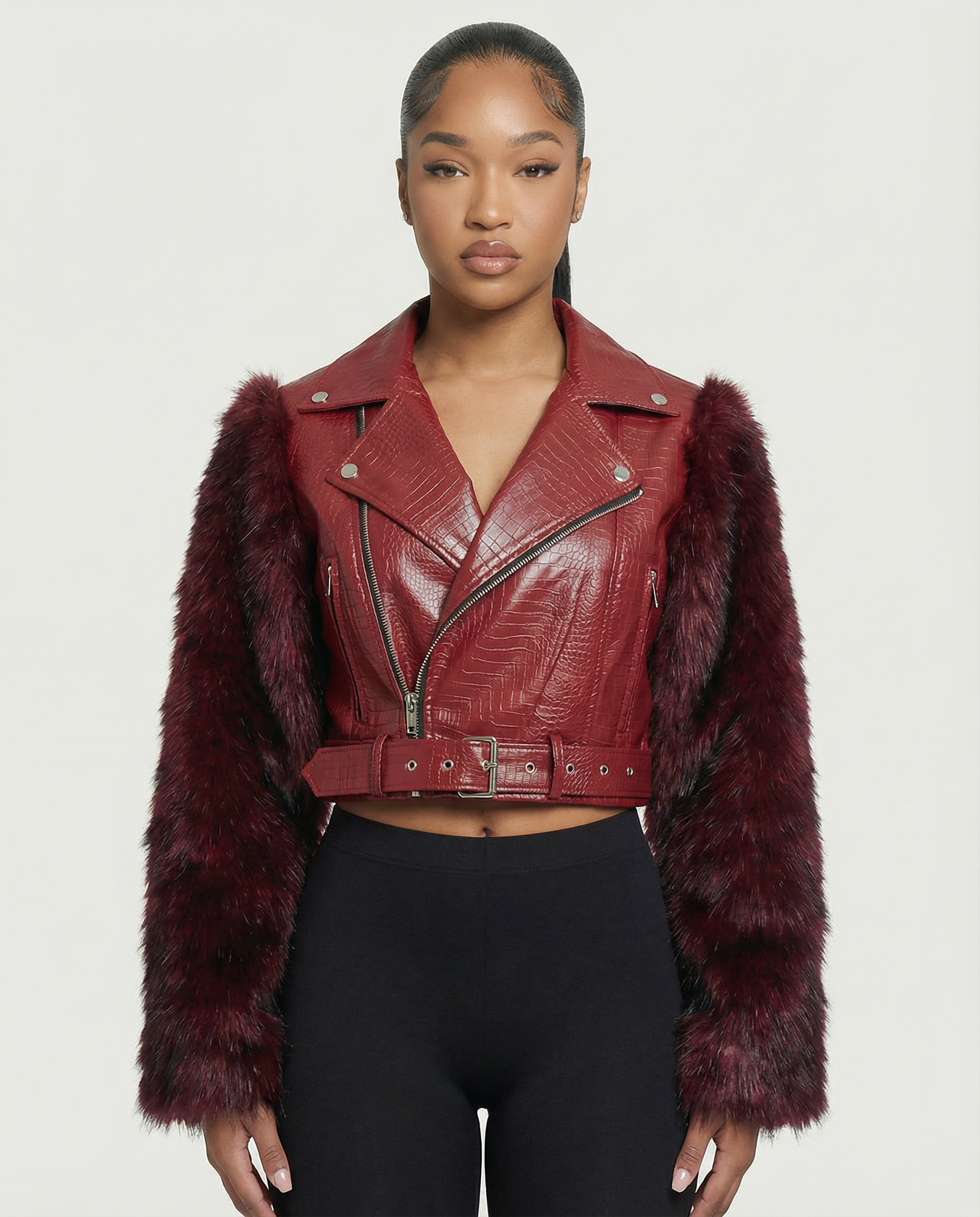 BEXLEY Croc Textured Faux Leather Jacket