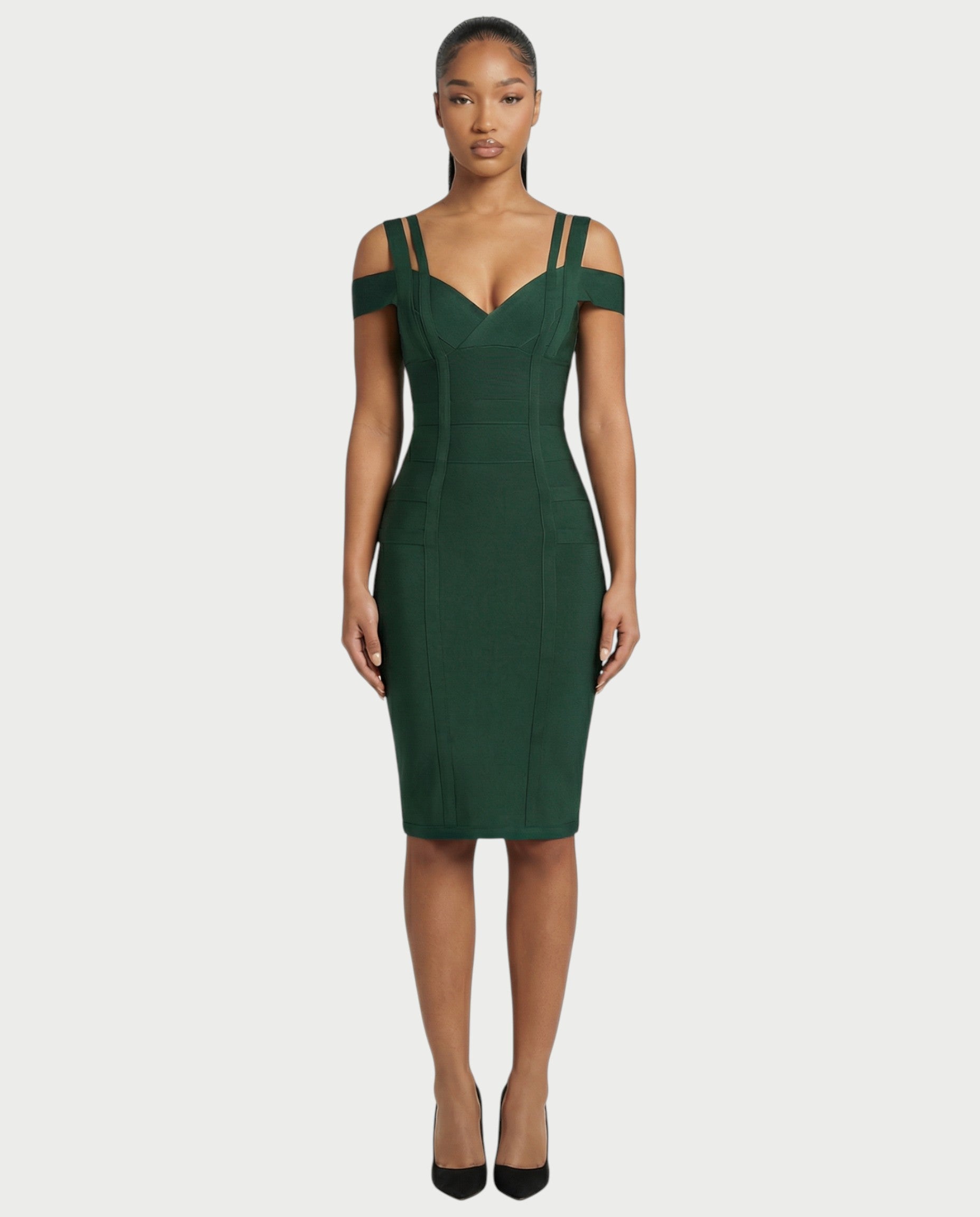 ALENIA Off-Shoulder Bandage Midi Dress