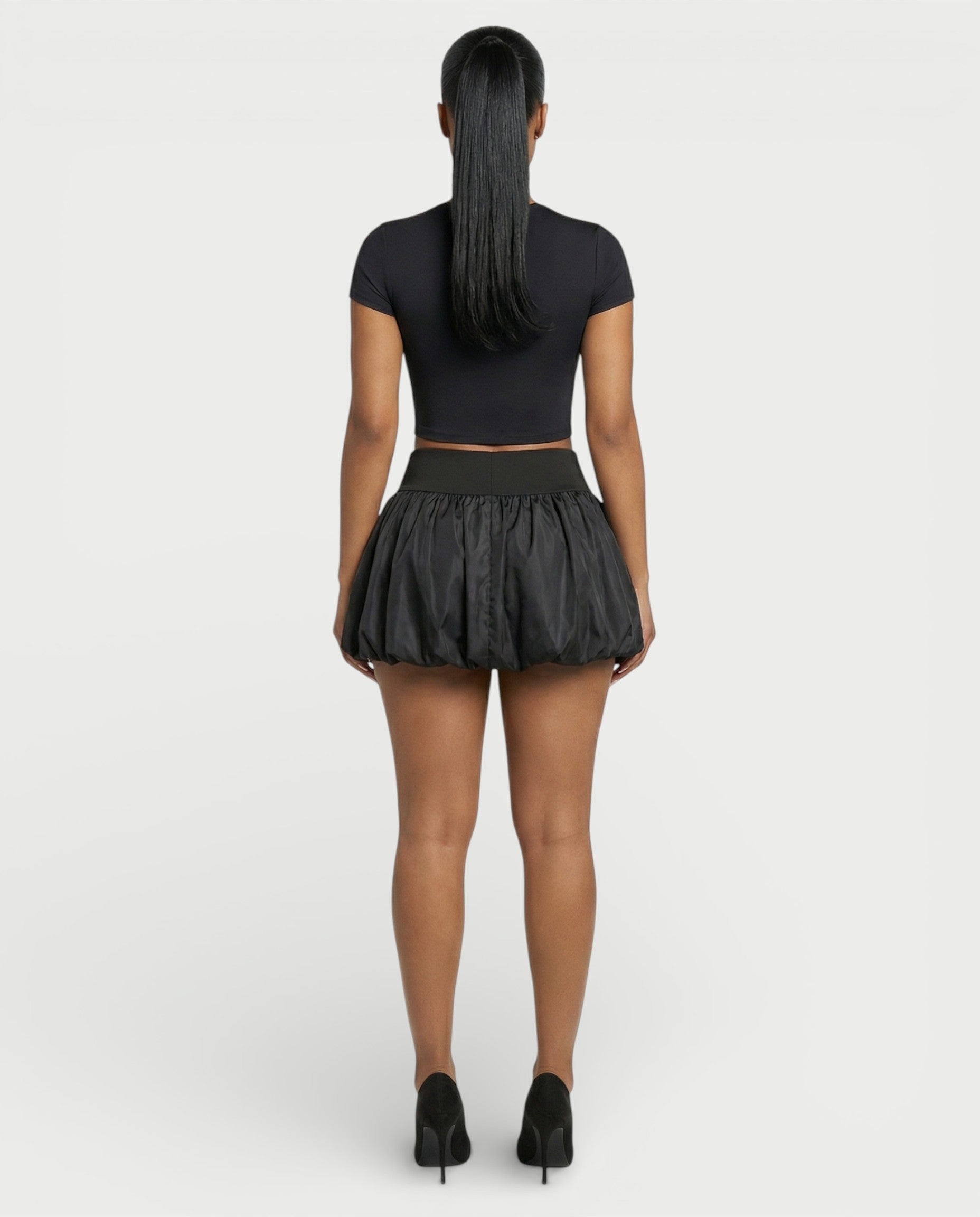 ZARELA High-Waist Bubble Hem Mini Skirt