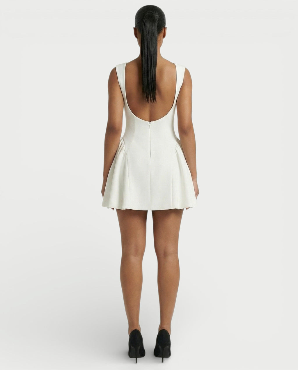 AERYN Open-Back Pleated Mini Dress