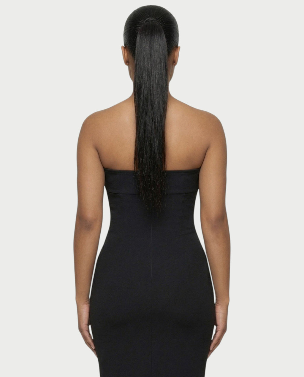 SOYANA Corset Strapless Feather Midi Dress