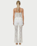 MABELA Sheer Lace Corset Peplum Top & Flared Pants Set