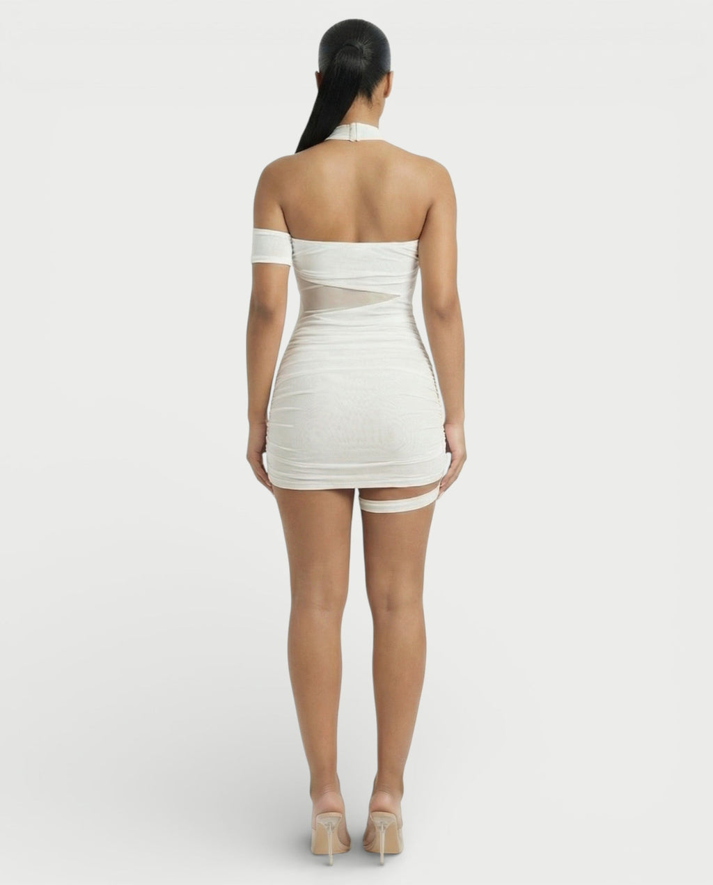 SONIA Draped Mesh Mini Dress
