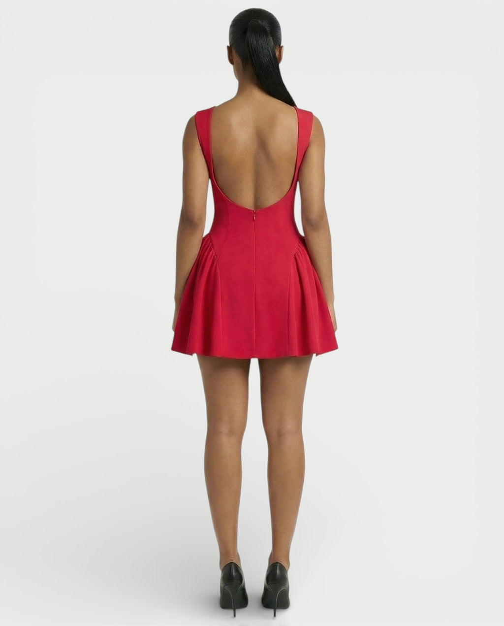 AERYN Open-Back Pleated Mini Dress