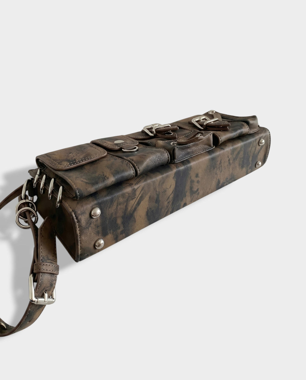 HAZY Buckle & Zip Multi-Pocket Shoulder Bag