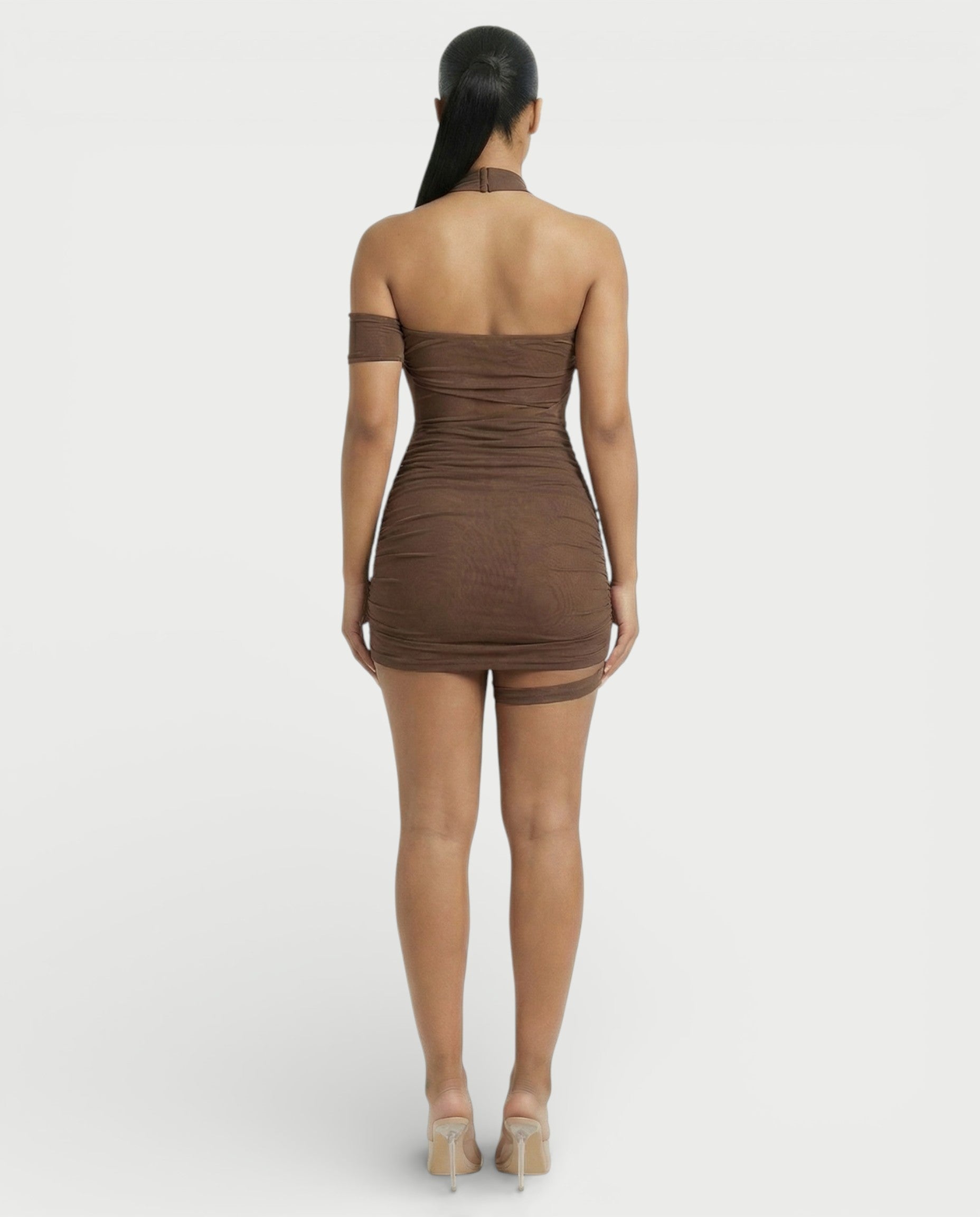 SONIA Draped Mesh Mini Dress