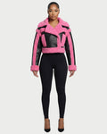 LIVIAN Faux-Shearling Panel Cropped Jacket