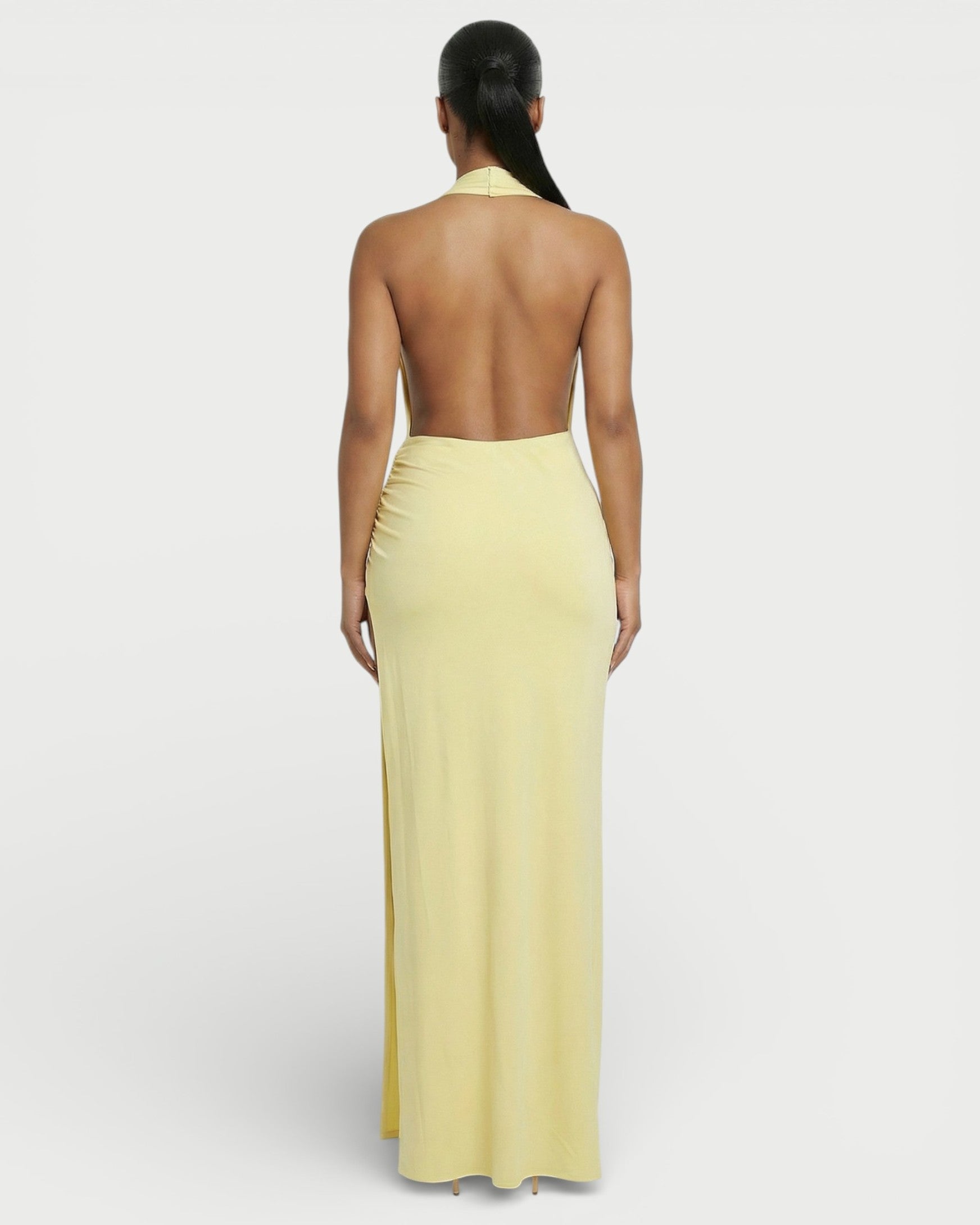 ERAYA Halter Neck Thigh-High Slit Maxi Dress