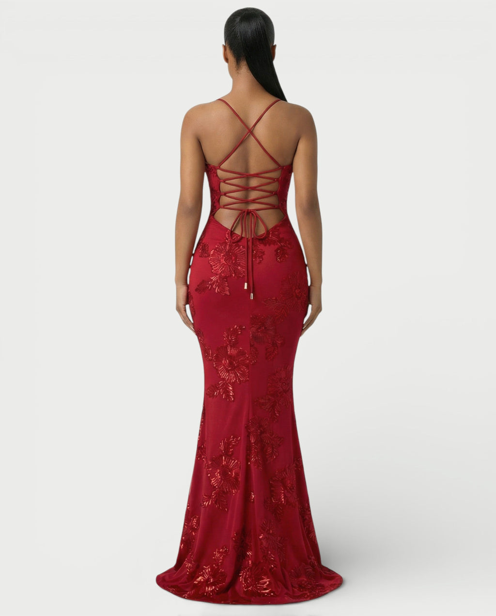 LIVARA Embroidered Floral Corset Maxi Dress