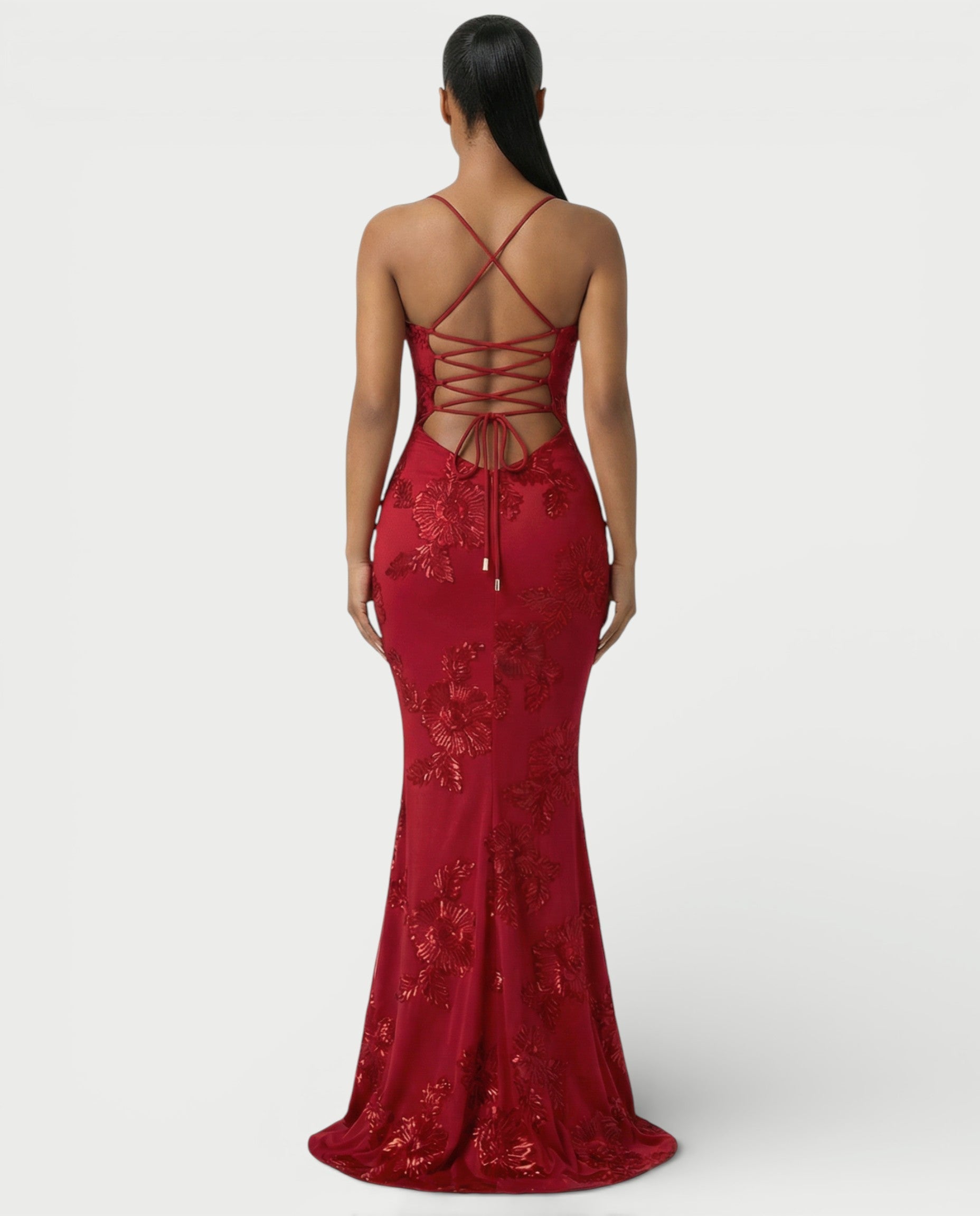 LIVARA Embroidered Floral Corset Maxi Dress