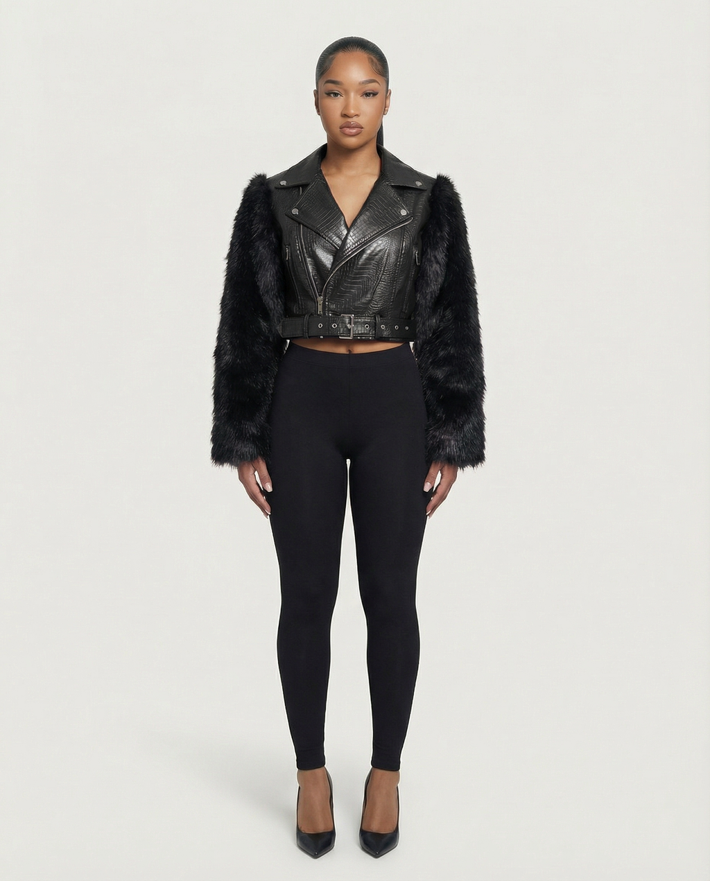 BEXLEY Croc Textured Faux Leather Jacket