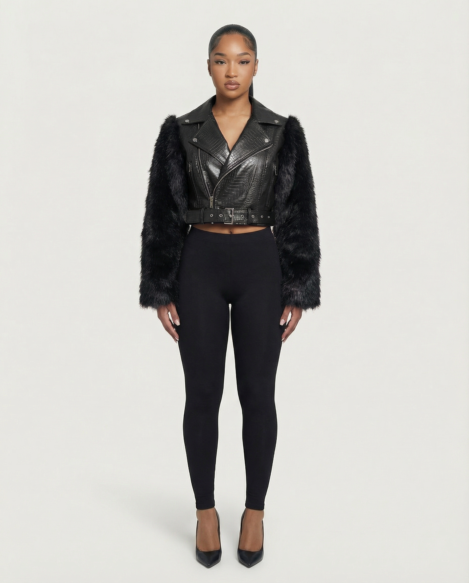 BEXLEY Croc Textured Faux Leather Jacket