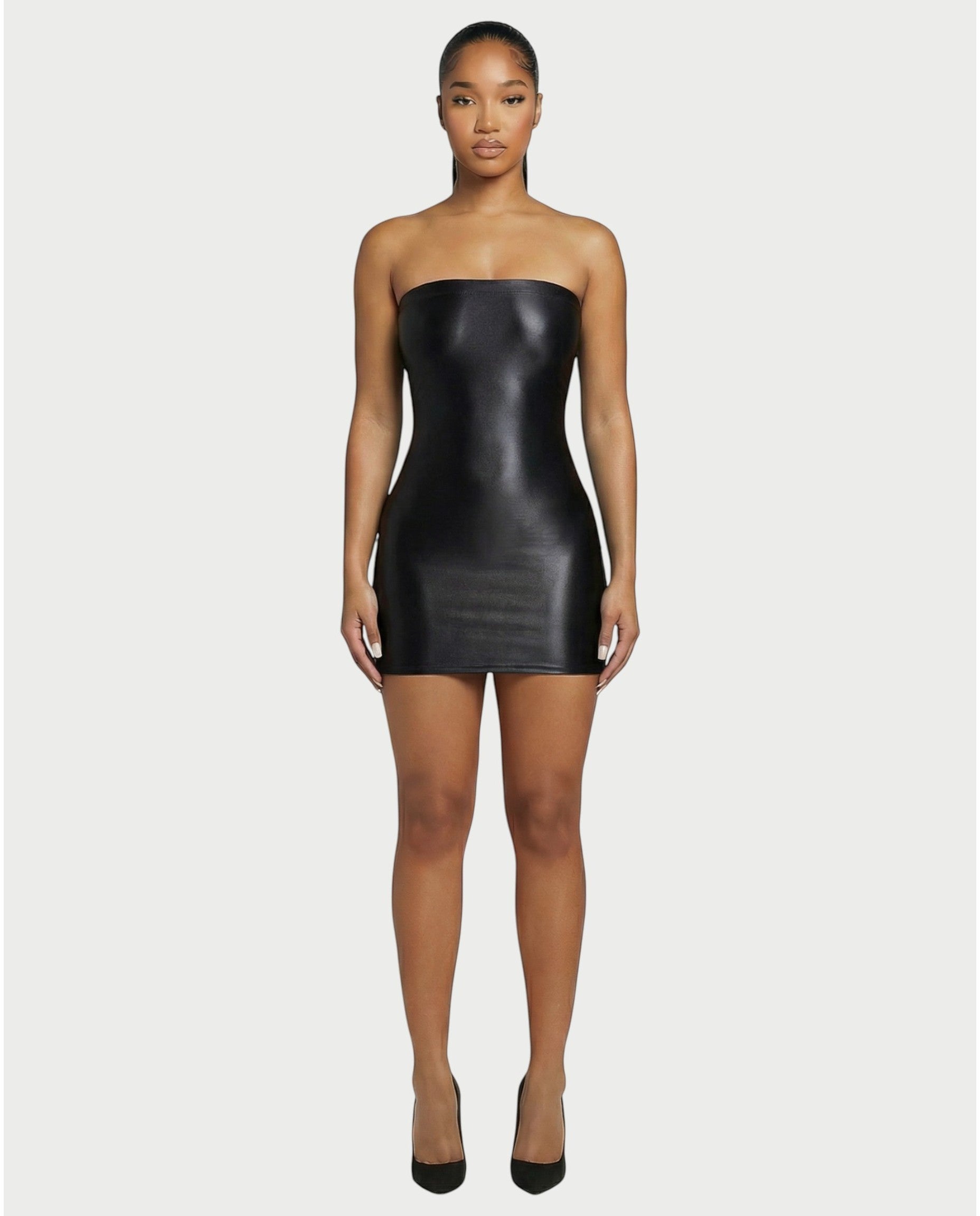 EVELORE Satin Tube Bodycon Mini Dress