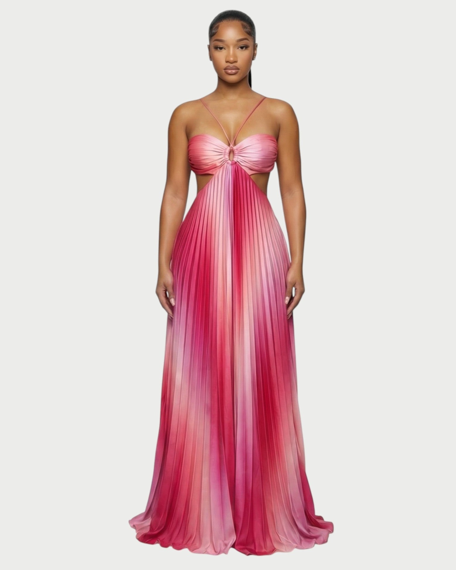 LIVIANA Ombre Pleated Maxi Dress