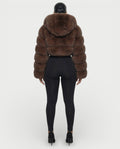 LIOREN Cropped Hooded Faux-Fur Puffer Jacket