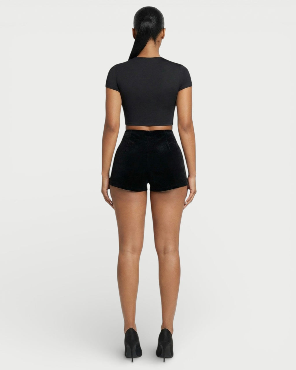 AZAIRA High-Waist Velvet Bodycon Shorts