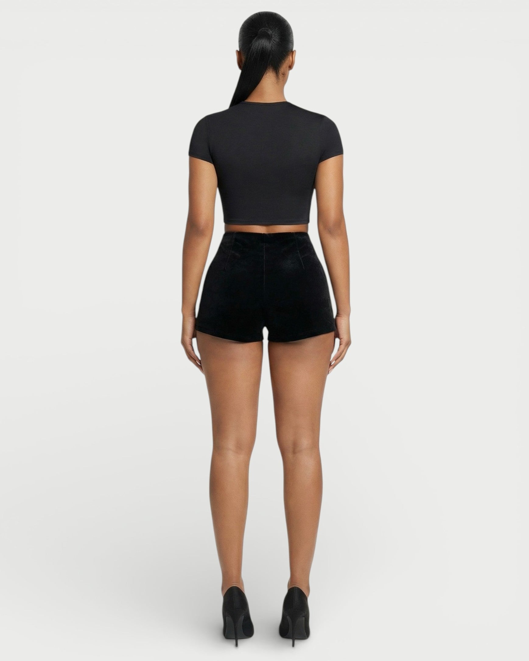 AZAIRA High-Waist Velvet Bodycon Shorts
