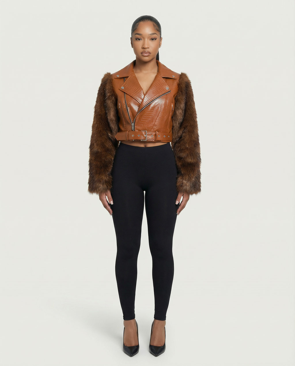 BEXLEY Croc Textured Faux Leather Jacket