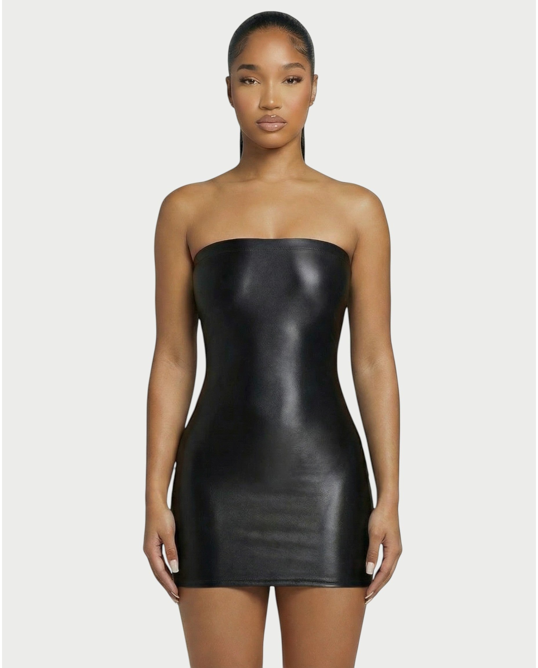 EVELORE Satin Tube Bodycon Mini Dress