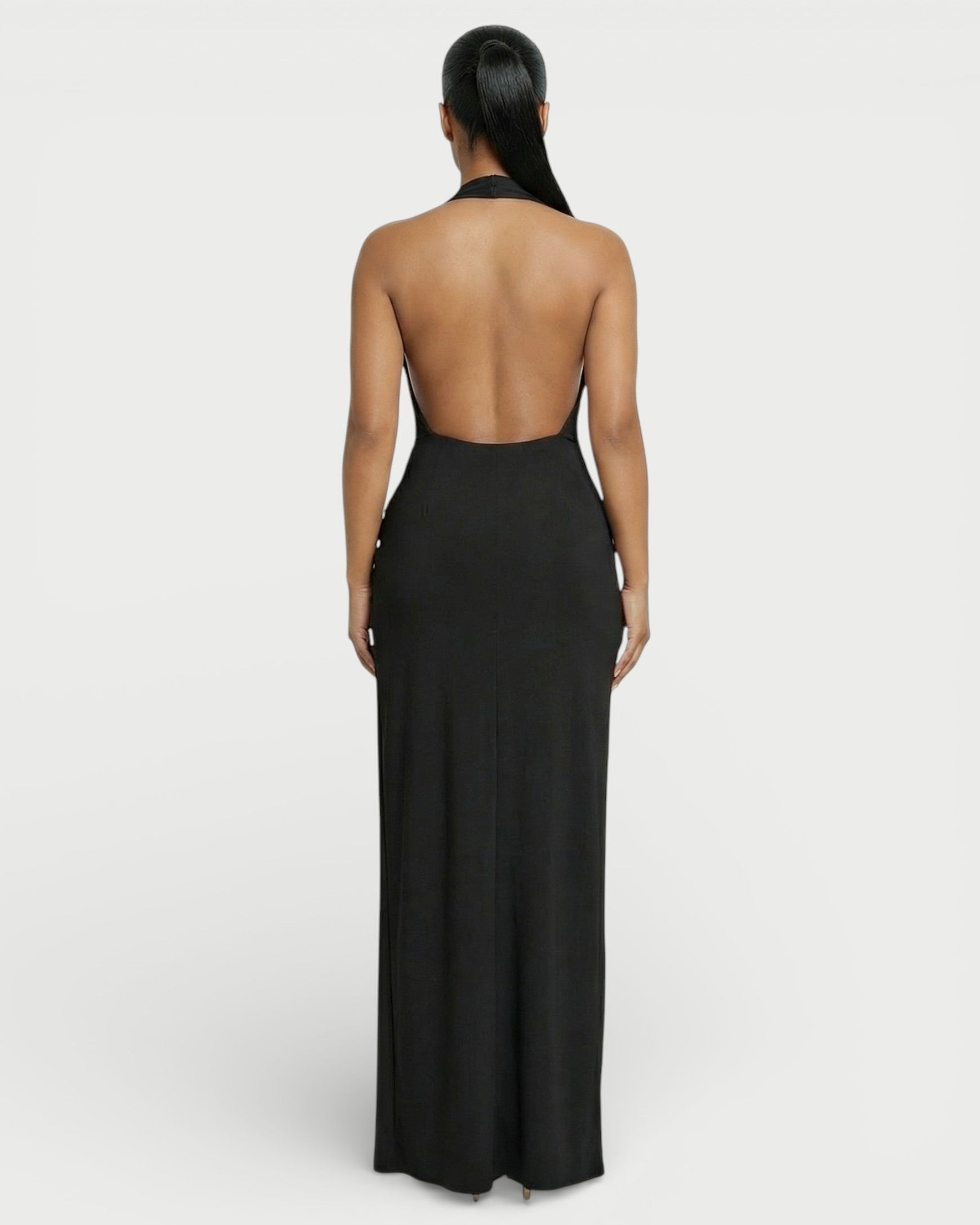 ERAYA Halter Neck Thigh-High Slit Maxi Dress