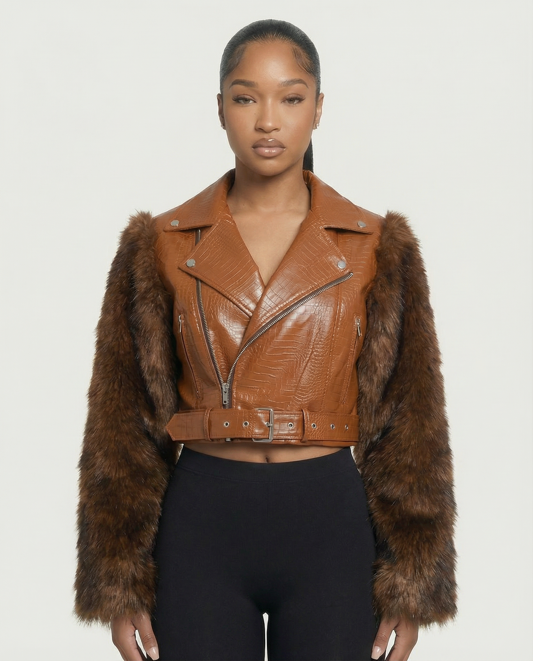 BEXLEY Croc Textured Faux Leather Jacket