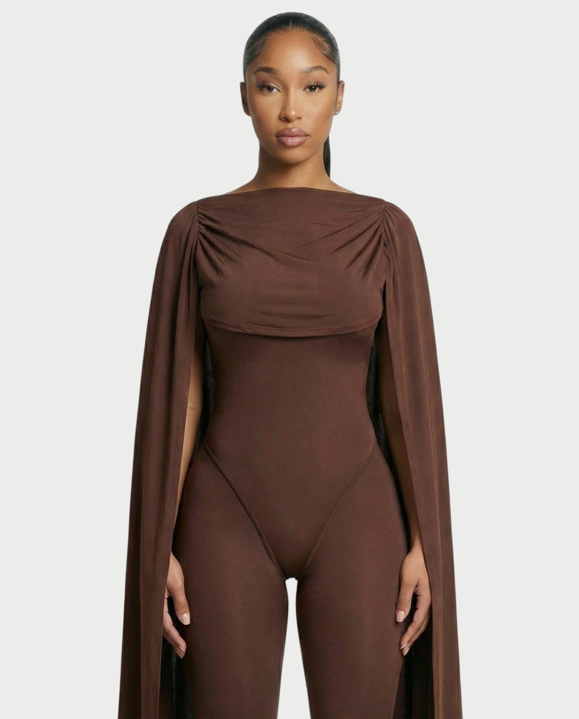 RELANI Draped Illusion Jumpsuit