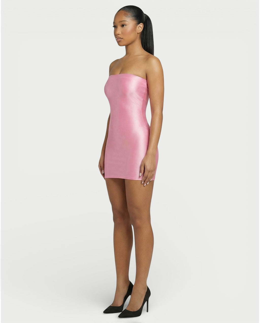 EVELORE Satin Tube Bodycon Mini Dress