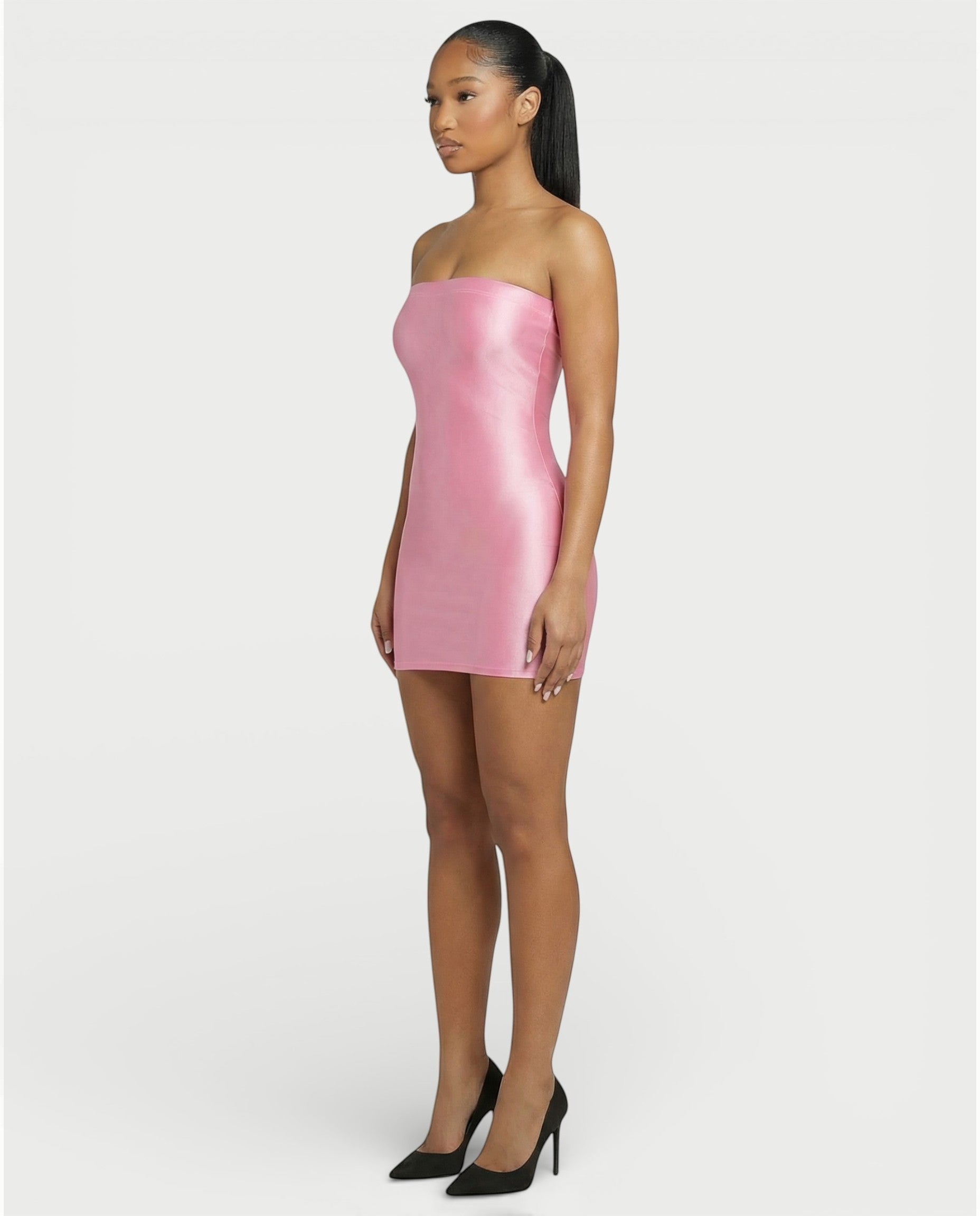 EVELORE Satin Tube Bodycon Mini Dress