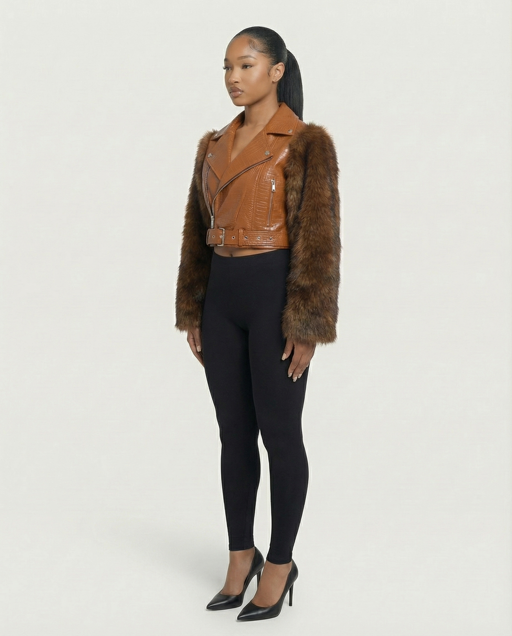 BEXLEY Croc Textured Faux Leather Jacket