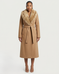 FLORINA Faux Fur Collar Wool Trench Coat