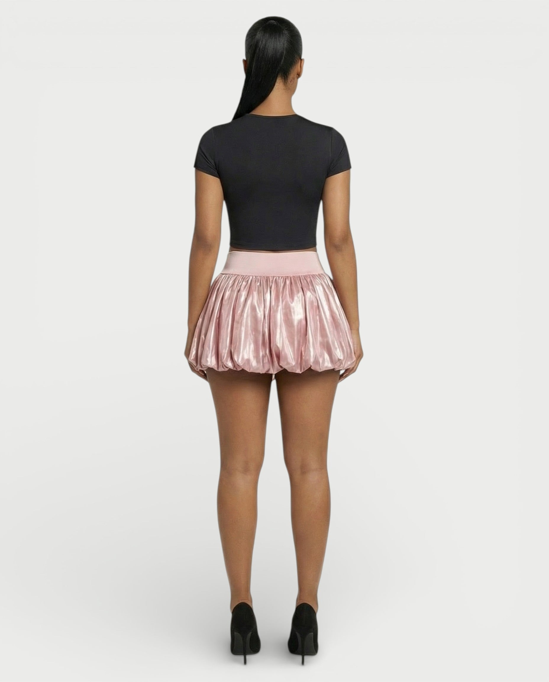 ZARELA High-Waist Bubble Hem Mini Skirt