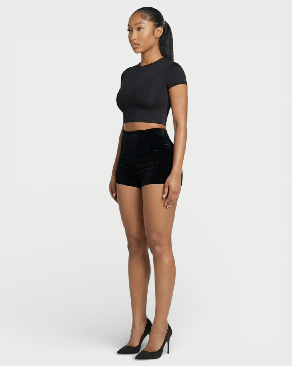 AZAIRA High-Waist Velvet Bodycon Shorts