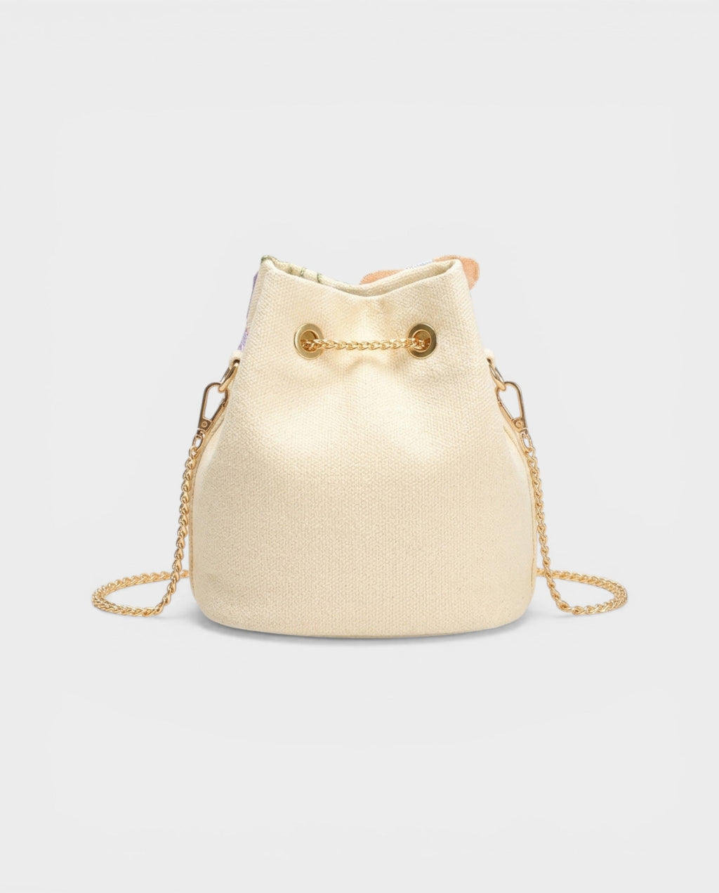 RIKA Ivory Floral Embroidered Bucket Bag