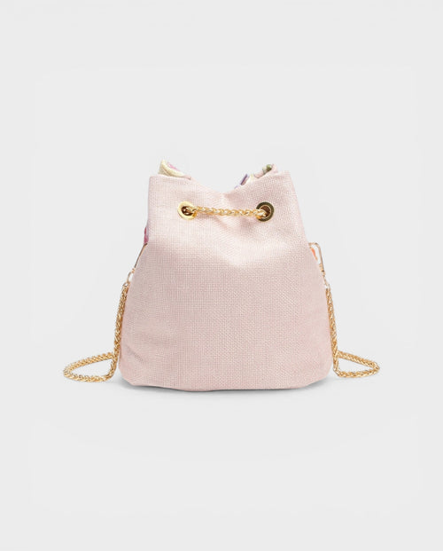 VILAH Pastel Floral Embroidered Bucket Bag