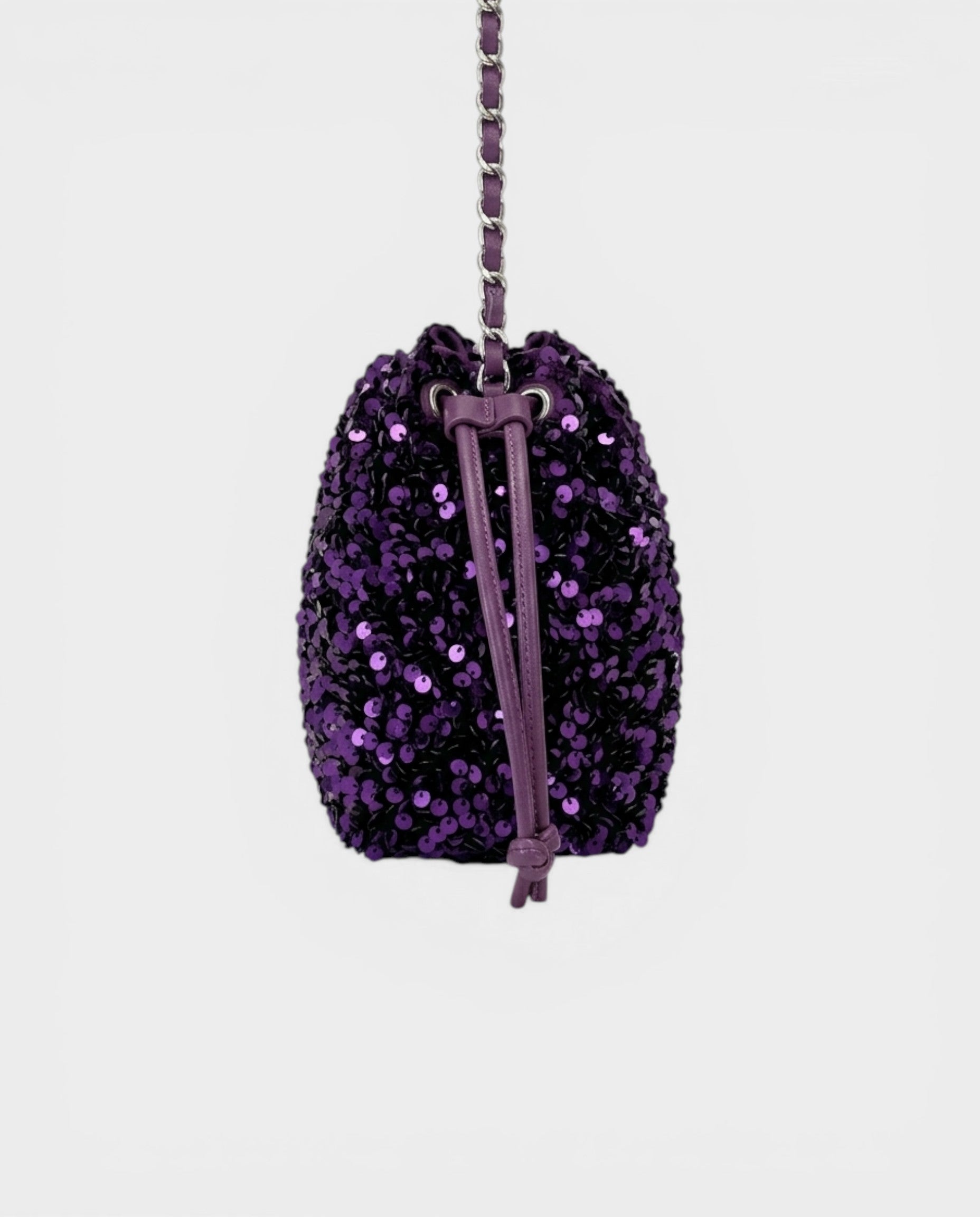 ONELLA Deep Purple Sequin Bucket Bag