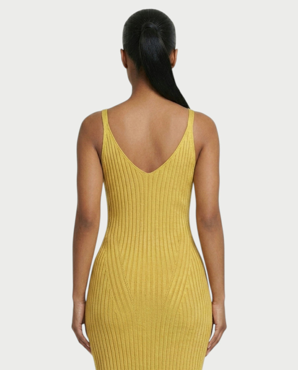 CARYS Ribbed Knit V-Neck Maxi Dress