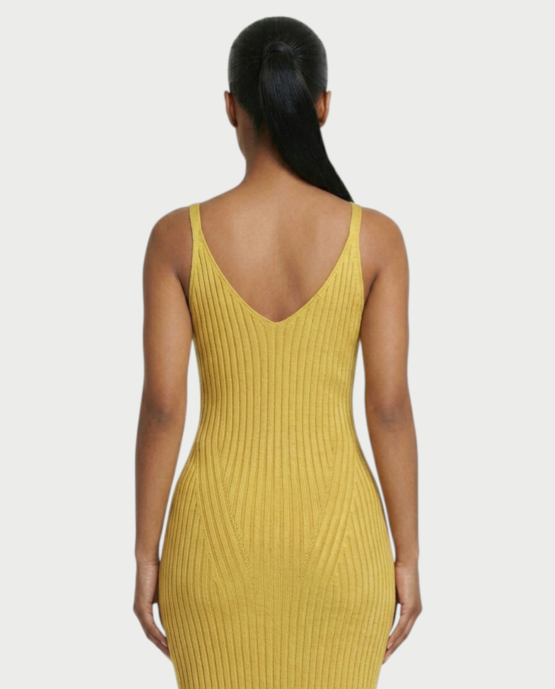 CARYS Ribbed Knit V-Neck Maxi Dress