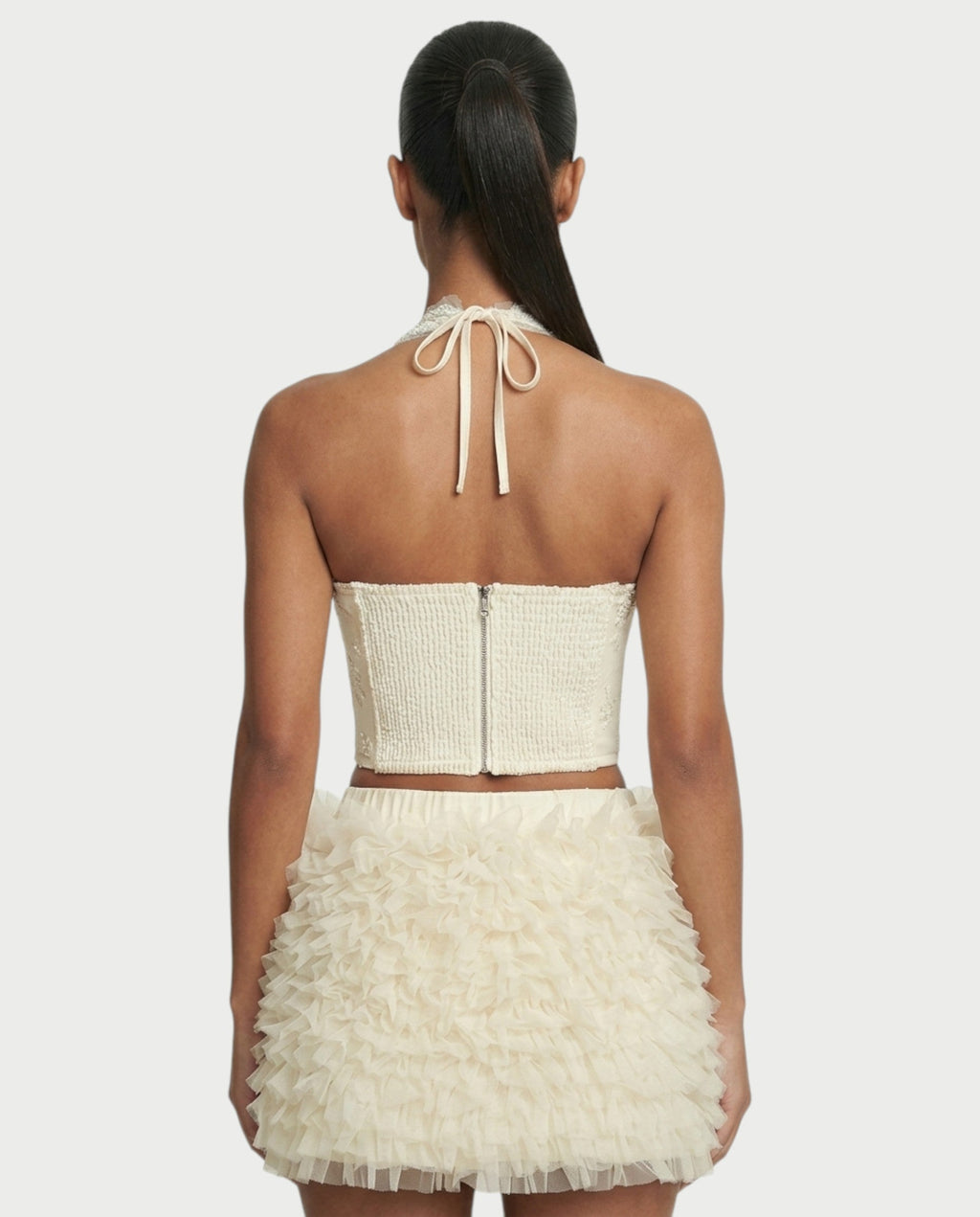 NIXIE Sequin Floral Corset Crop Top & Ruffle Skirt Set